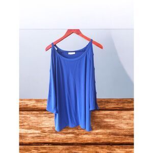 CW Classics Blouse Size 2X Blue Ladder Long Sleeve Top